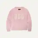 ꒰ UGG ꒱ Madeline Fuzzy Logo Crewneck 水色 UGG® Women's The Madeline Fuzzy-Logo Crewneck Sweatshirt